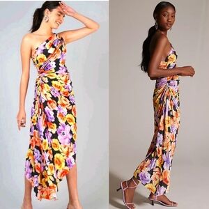 Anthropologie Geisha Designs Asymmetrical Hem Midi Dress size M New With Tag